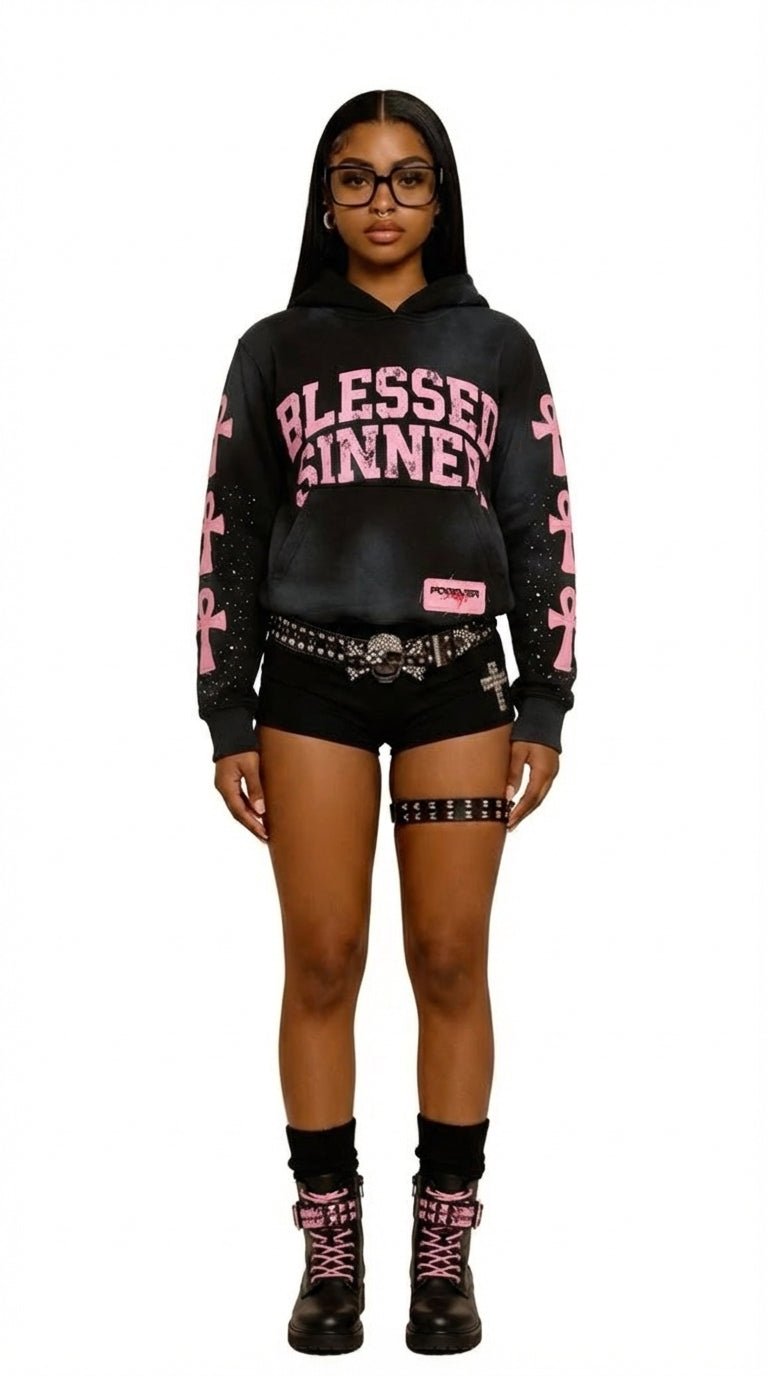 Blessed Sinner V-Day Pink Hoodie - Blessed Sinner