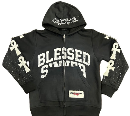 Blackberry long sleeve zip up hoodie - Blessed Sinner