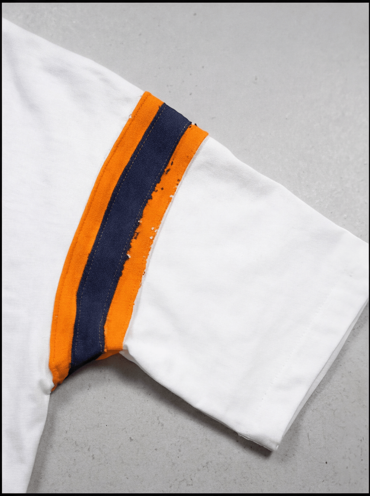Blessed Sinner Varsity Tee — White/Navy/Orange - Blessed Sinner