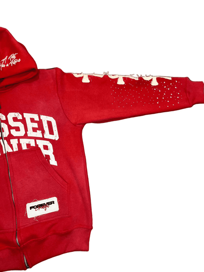Cherry long sleeve zip up hoodie - Blessed Sinner