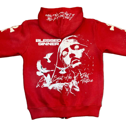 Cherry long sleeve zip up hoodie - Blessed Sinner