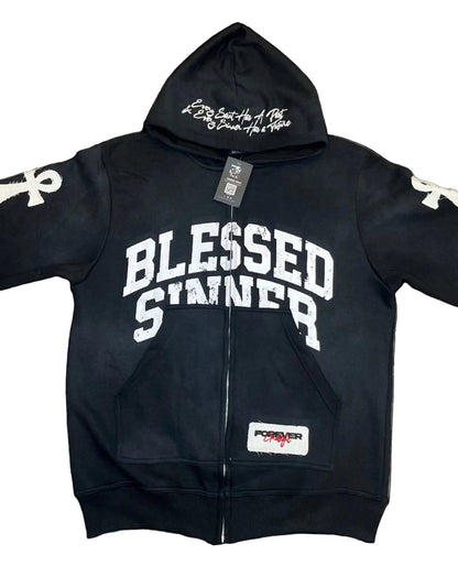 Blackberry long sleeve zip up hoodie - Blessed Sinner