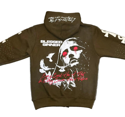 Kiwi long sleeve zip up hoodie - Blessed Sinner