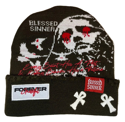 Blessed Sinner Beanie - Unisex Fashion Cozy Winter Wear - Blessed Sinner