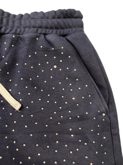 Rhinestones Fleece Shorts — Navy/Orange - Blessed Sinner