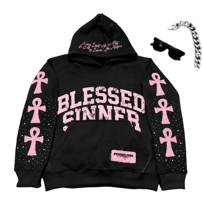 Blessed Sinner V-Day Pink Hoodie - Blessed Sinner