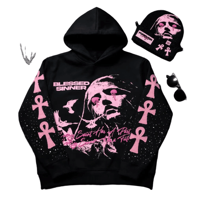 Blessed Sinner V-Day Pink Hoodie - Blessed Sinner