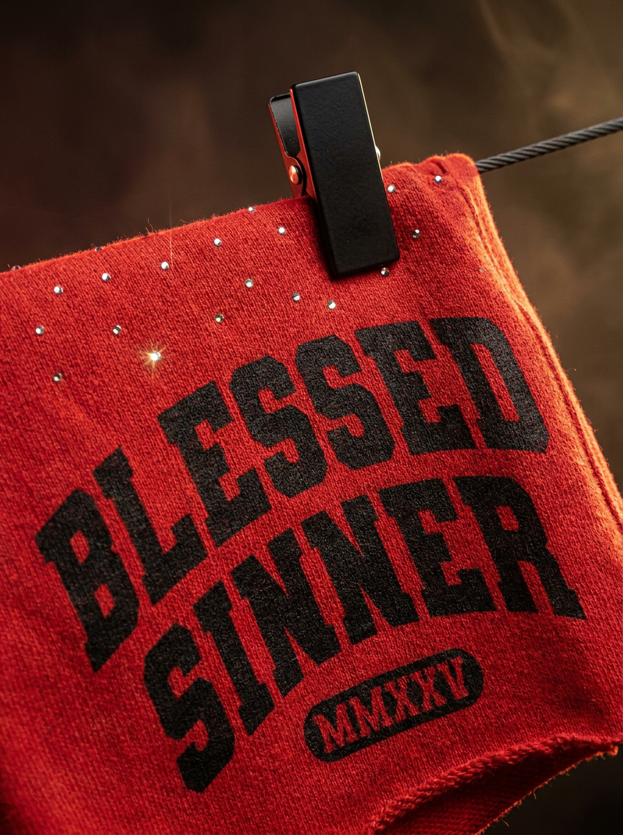 Blessed Sinner Rhinestone Shorts — Red