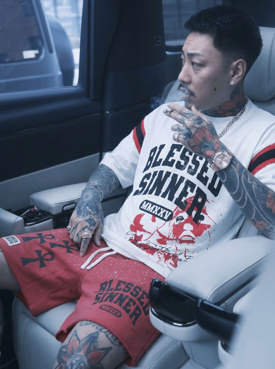 Rhinestone Fleece Shorts – Red - Blessed Sinner