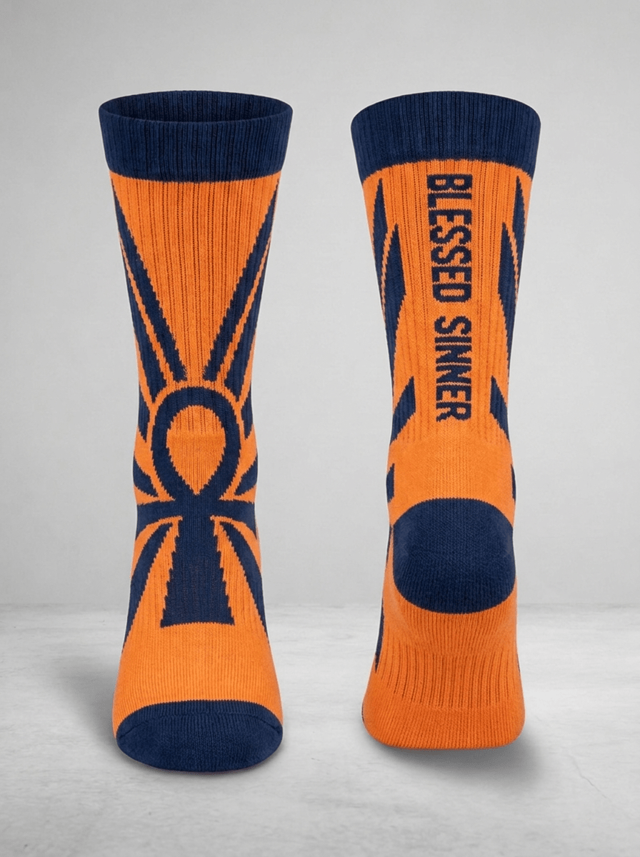 Blessed Sinner Ankh Crew Socks - Blessed Sinner