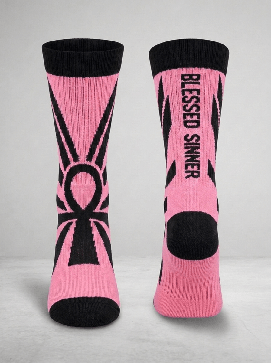 Blessed Sinner Ankh Crew Socks - Blessed Sinner