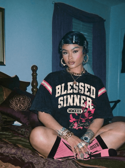 Blessed Sinner Ankh Crew Socks - Blessed Sinner